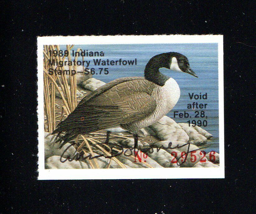 Indiana   In14     Waterfowl  Duck Stamp   1989   Og  Mnh  Artist Signed