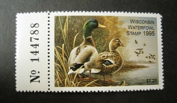1995 Wisconsin State Duck Migratory Waterfowl Stamp Mnhog