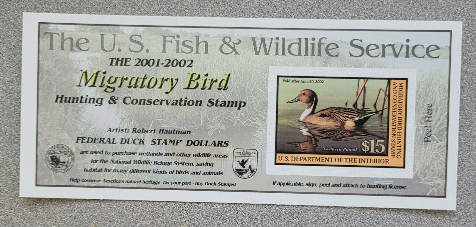 Us Federal Duck Stamp # Rw68a 2001 - 2002 Self Adhesive Mnh