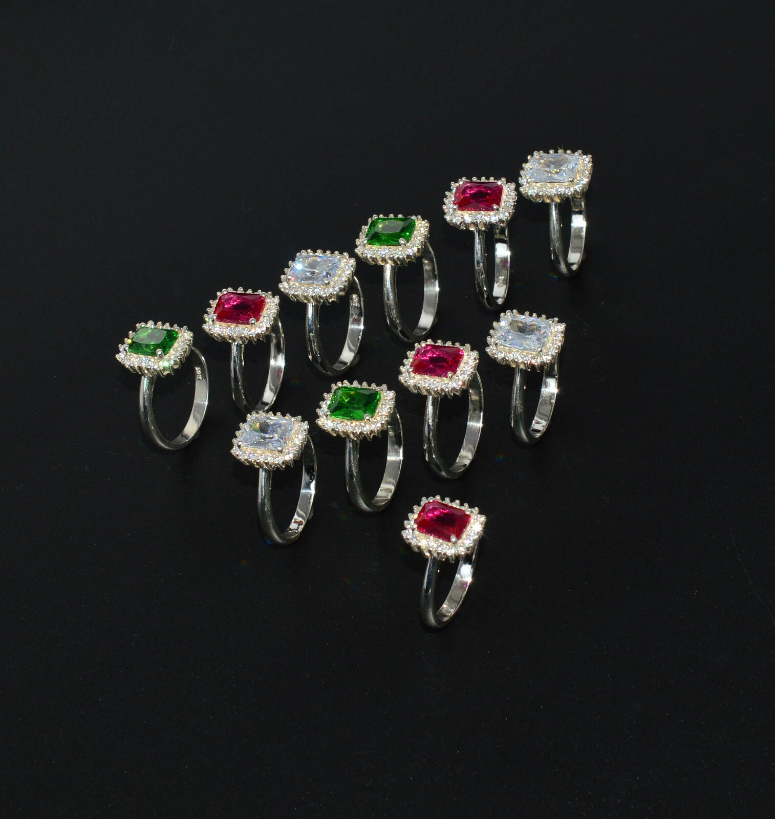 Wholesale 11pc 925 Solid Sterling Silver Cut Cubic Zirconia Mix Ring Lot  0 Z284